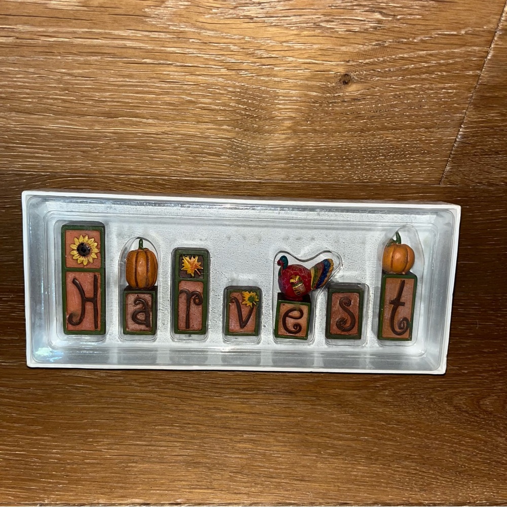 Thanksgiving tablescape Harvest Themed Decorative Blocks NIB